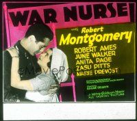 1c126 WAR NURSE glass slide '30 French nurse June Walker has affair w/U.S. pilot Robert Montgomery!