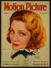 1c037 MOTION PICTURE magazine April 1931, wonderful art of Marlene Dietrich by Marland Stone!