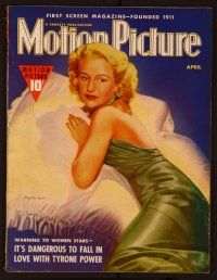 1c039 MOTION PICTURE magazine April 1939, art of Priscilla Lane in sexy neglege!