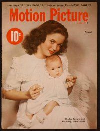 1c044 MOTION PICTURE magazine August 1948, portrait of Shirley Temple & her baby by John Miehle!