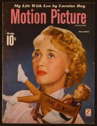 1c045 MOTION PICTURE magazine November 1949, portrait of Jane Powell by Carlyle Blackwell, Jr.!