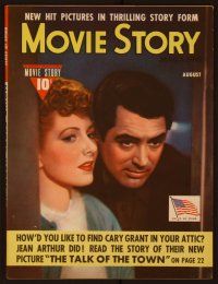 1c070 MOVIE STORY magazine August 1942, close up of Cary Grant & Jean Arthur in Talk of the Town!