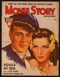 1c063 MOVIE STORY magazine July 1937, art of Gary Cooper & sexy Frances Dee from Souls at Sea!