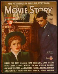 1c069 MOVIE STORY magazine June 1941, c/u of Cary Grant & Joan Fontaine from Suspicion!