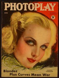 1c026 PHOTOPLAY magazine June 1934, wonderful art of sexy Carole Lombard by Earl Christy!