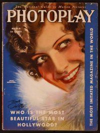 1c023 PHOTOPLAY magazine March 1930, wonderful art of Joan Crawford in fur by Earl Christy!