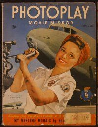1c031 PHOTOPLAY magazine September 1943, Olivia De Havilland as riveter by Paul Hesse!