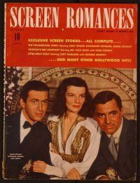 1c057 SCREEN ROMANCES magazine December 1940, Stewart, Hepburn & Grant from Philadelphia Story!