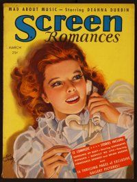 1c048 SCREEN ROMANCES magazine March 1938, art of Katharine Hepburn on phone by Earl Christy!