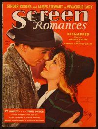 1c050 SCREEN ROMANCES magazine May 1938, art of Ginger Rogers & James Stewart by Earl Christy!