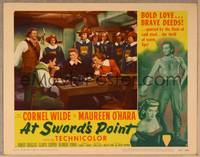 1d170 AT SWORD'S POINT LC #3 '52 Cornel Wilde & Robert Douglas both kiss Maureen O'Hara's hands!