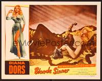 1d195 BLONDE SINNER LC '56 incredible full-length image of sexy bad girl Diana Dors on fur rug!