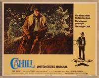 1d209 CAHILL LC #1 '73 close up of United States Marshall big John Wayne shooting gun on horse!