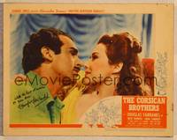 1d013 CORSICAN BROTHERS signed LC '41 by Douglas Fairbanks Jr., who's about to kiss Ruth Warrick!