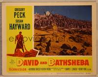 1d237 DAVID & BATHSHEBA LC #3 '51 far shot of David preparing to slay Goliath with his slingshot!