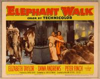 1d252 ELEPHANT WALK LC #7 '54 Elizabeth Taylor & old Indian guy surrounded by elephants!