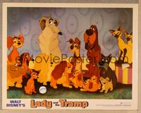 1d356 LADY & THE TRAMP LC R72 Disney, cartoon image of title characters + all other dogs & cats!