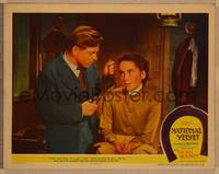 1d403 NATIONAL VELVET LC #8 '44 close up of Mickey Rooney cutting Elizabeth Taylor's hair!