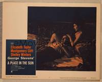 1d446 PLACE IN THE SUN LC #5 R59 Montgomery Clift lays his head on Elizabeth Taylor's lap!
