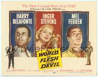 1d143 WORLD, THE FLESH & THE DEVIL TC '59 Inger Stevens between Harry Belafonte & Mel Ferrer!