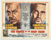 1d144 WRECK OF THE MARY DEARE TC '59 super close artwork of Gary Cooper & Charlton Heston!
