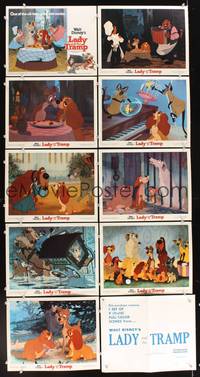 1e045 LADY & THE TRAMP 9 LCs R80 Walt Disney romantic canine dog classic cartoon!