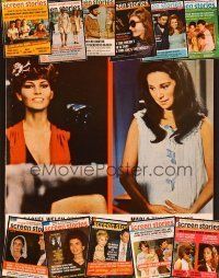 1f024 LOT OF 12 SCREEN STORIES MAGAZINES lot 1970 Jackie O., Liz, Wayne, Cash, Raquel + more!