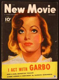 1f035 NEW MOVIE MAGAZINE magazine April 1934, art portrait of Joan Crawford by Clarke Moore!