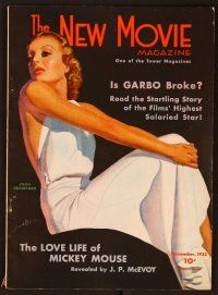 1f031 NEW MOVIE MAGAZINE magazine November 1932, art of sexy Joan Crawford by McClelland Barclay!