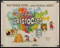 1g014 ARISTOCATS 1/2sh '71 Walt Disney feline jazz musical cartoon, great colorful image!