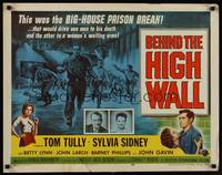 1g022 BEHIND THE HIGH WALL 1/2sh '56 Tully, smoking Sylvia Sidney, cool big house prison break art