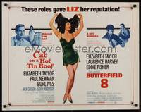 1g036 CAT ON A HOT TIN ROOF/BUTTERFIELD 8 1/2sh '66 art of super sexy Elizabeth Taylor in nightie!