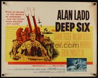 1g048 DEEP SIX 1/2sh '58 WWII soldiers Alan Ladd & William Bendix, get every Yank out alive!