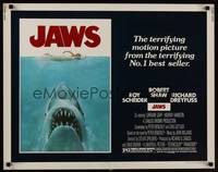 1g103 JAWS 1/2sh '75 art of Steven Spielberg's classic man-eating shark attacking sexy swimmer!