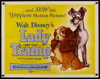 1g116 LADY & THE TRAMP 1/2sh '55 Walt Disney romantic canine dog classic cartoon!
