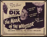 1g139 MARK OF THE WHISTLER 2 face 1/2sh '44 Richard Dix, Janis Carter, directed by William Castle!