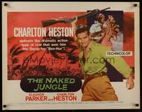 1g149 NAKED JUNGLE 1/2sh R60 huge image of Charlton Heston with rifle, Eleanor Parker, George Pal!