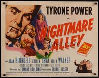 1g152 NIGHTMARE ALLEY 1/2sh R55 art of Tyrone Power with cigarette, Joan Blondell, Coleen Gray