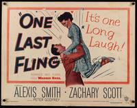 1g157 ONE LAST FLING 1/2sh '49 laughing Zachary Scott hoists beautiful Alexis Smith in the air!