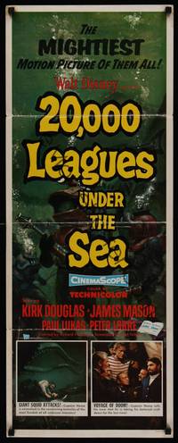 1h003 20,000 LEAGUES UNDER THE SEA insert '55 Jules Verne classic, art of deep sea divers!