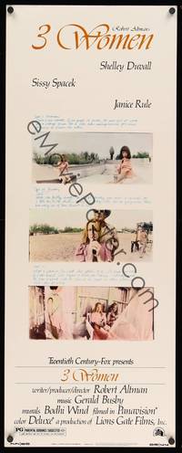 1h004 3 WOMEN insert '77 directed by Robert Altman, Shelley Duvall, Sissy Spacek, Janice Rule