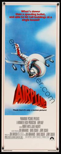 1h017 AIRPLANE insert '80 classic zany parody by Jim Abrahams and David & Jerry Zucker!