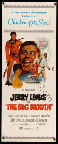 1h063 BIG MOUTH insert '67 Jerry Lewis is the Chicken of the Sea, hilarious D.K. spy spoof art!