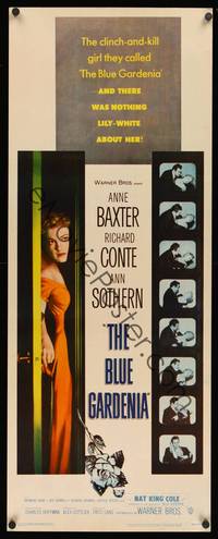 1h078 BLUE GARDENIA insert '53 Fritz Lang, Anne Baxter, there was nothing lily-white about her!