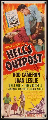 1h276 HELL'S OUTPOST insert '55 Rod Cameron fighting John Russell, Joan Leslie!