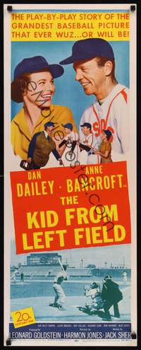 1h324 KID FROM LEFT FIELD insert '53 Dan Dailey, Anne Bancroft, baseball kid argues with umpire!