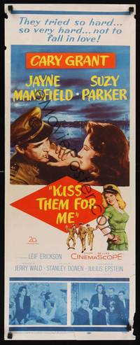1h329 KISS THEM FOR ME insert '57 art of Cary Grant & Suzy Parker, plus sexy Jayne Mansfield!