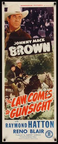 1h345 LAW COMES TO GUNSIGHT insert '47 great images of tough cowboy Johnny Mack Brown!