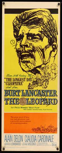 1h348 LEOPARD insert '63 Luchino Visconti's Il Gattopardo, cool art of Burt Lancaster!