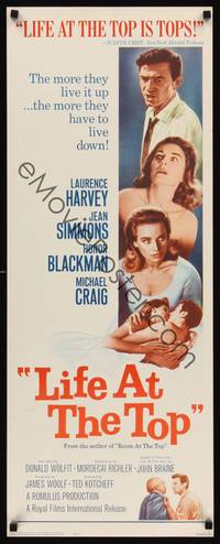 1h350 LIFE AT THE TOP insert '65 art of Laurence Harvey with sexy Jean Simmons & Honor Blackman!